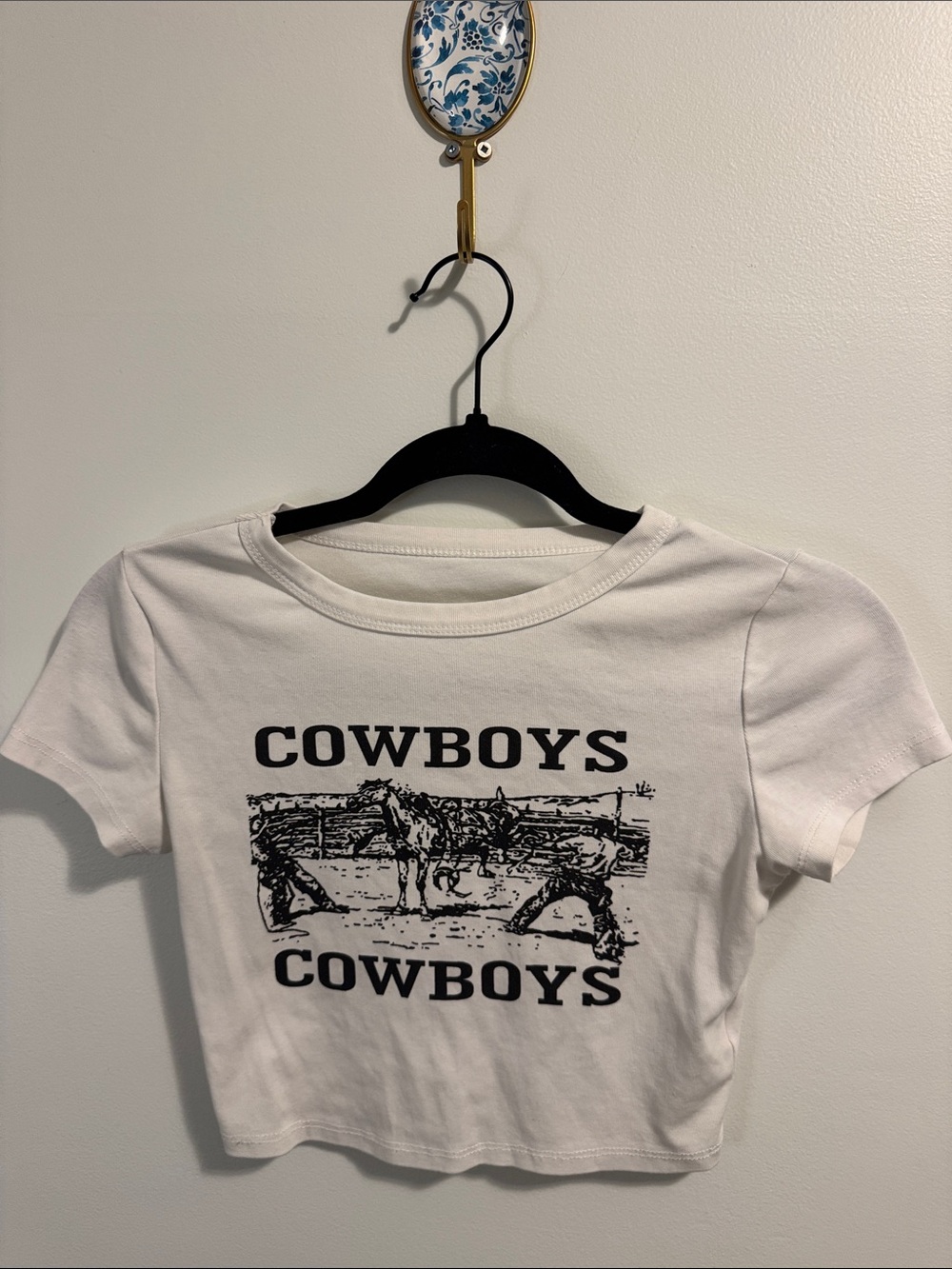 Cowboys Graphic Crop baby Tee - White
